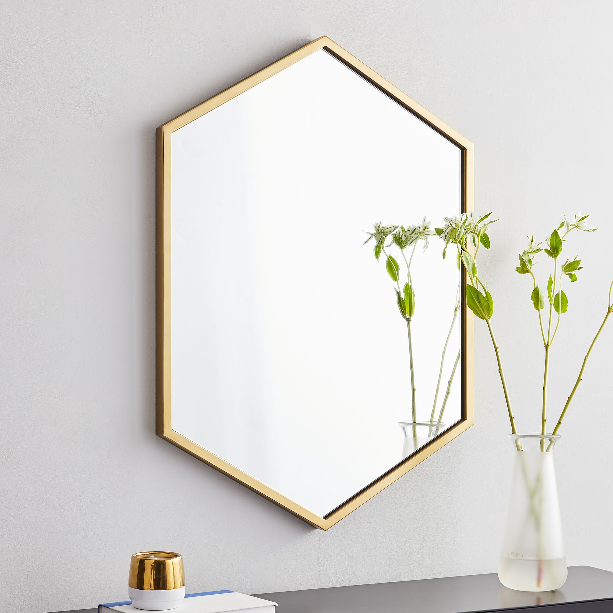 Metal Frame Hexagon Wall Mirror | West Elm