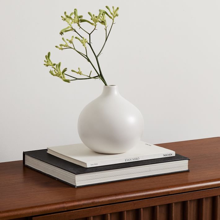 Small Round 7"H - Pure White Matte Ceramic Vases