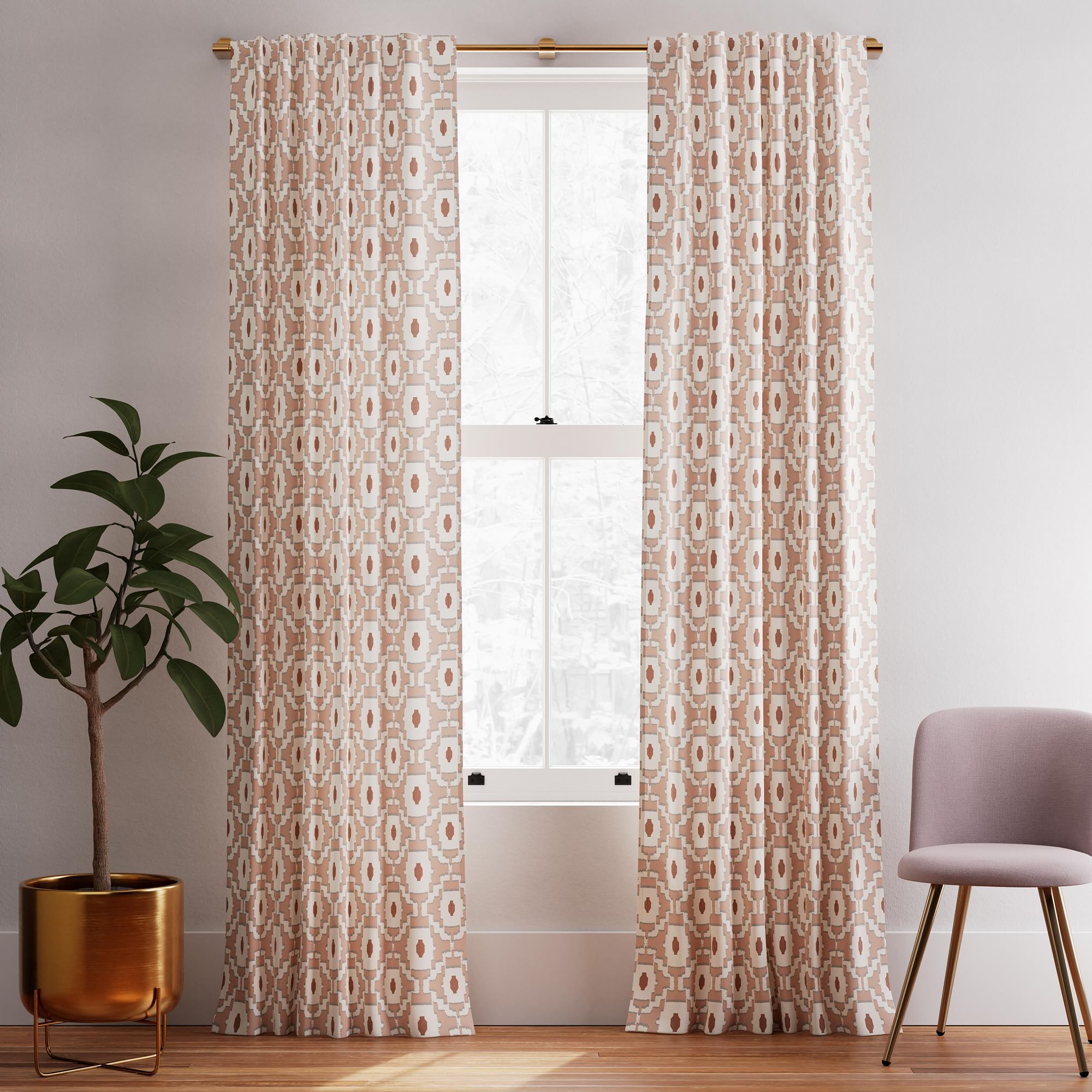 Bold Shape Curtain (Set of 2) - Misty Rose/Copper | West Elm