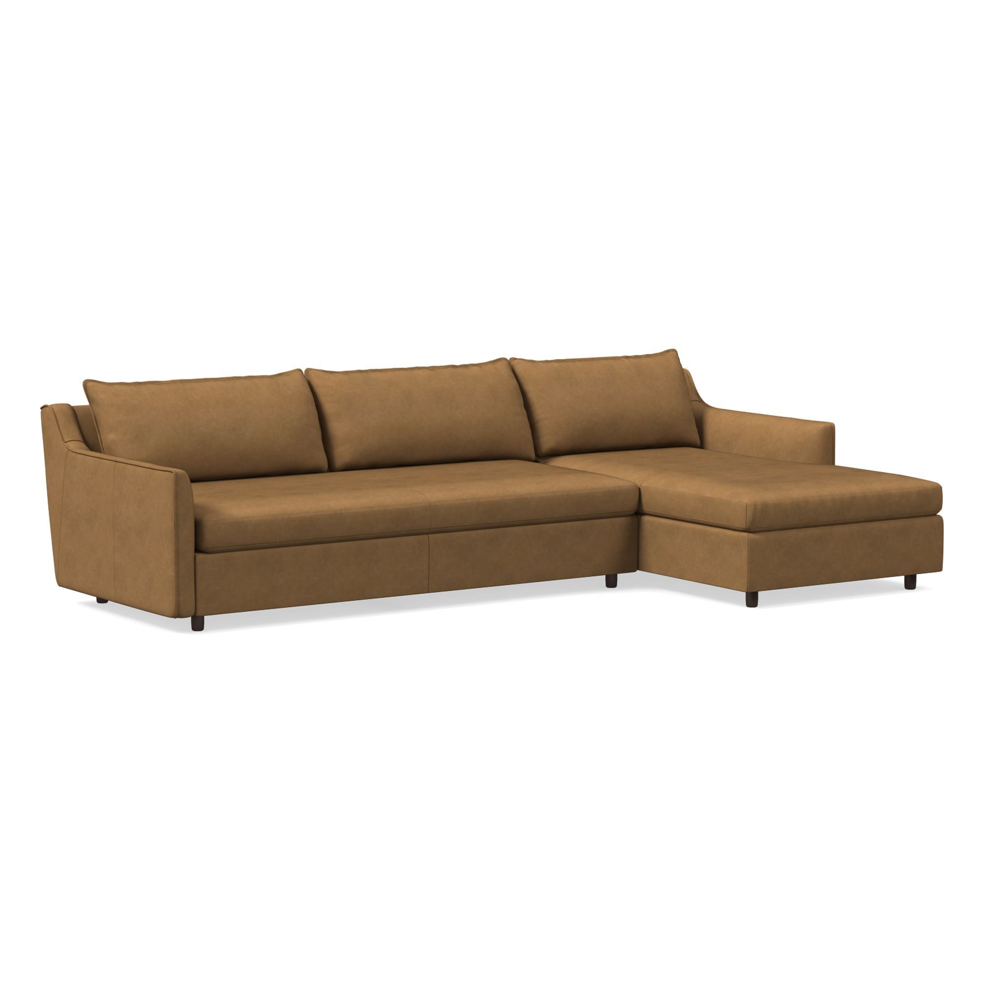 Easton Leather 2 Piece Chaise Sectional | Sofa With West Elm