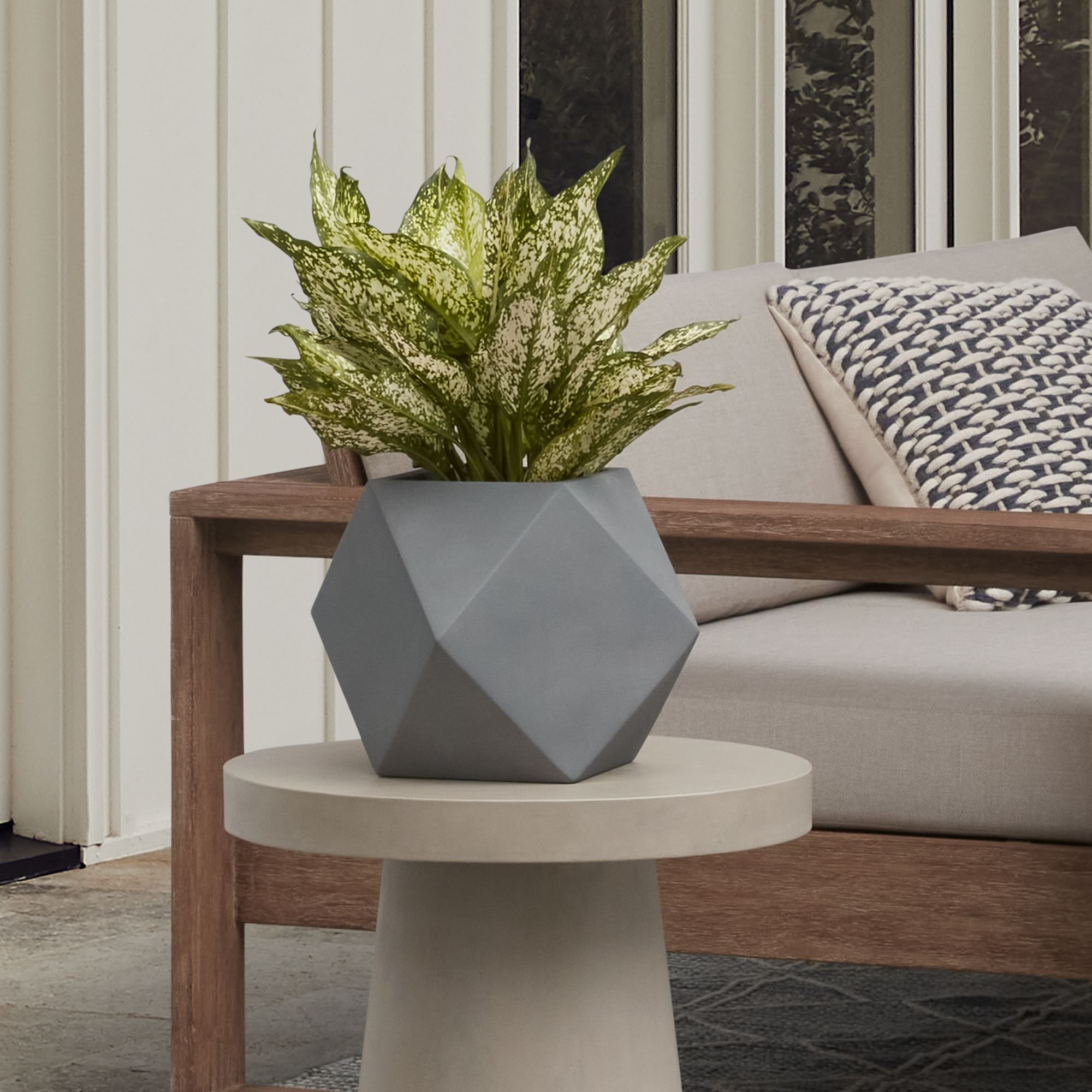 Faceted Modern Fiberstone Indoor/Outdoor Planters | West Elm