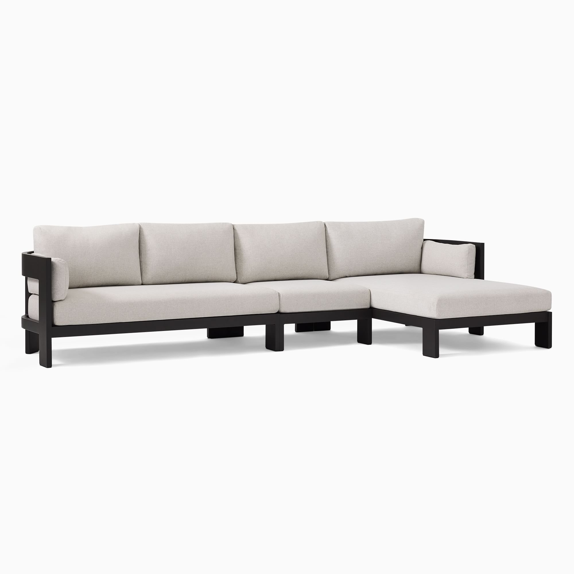 Caldera Aluminum Outdoor 3-Piece Chaise Sectional (135") | West Elm