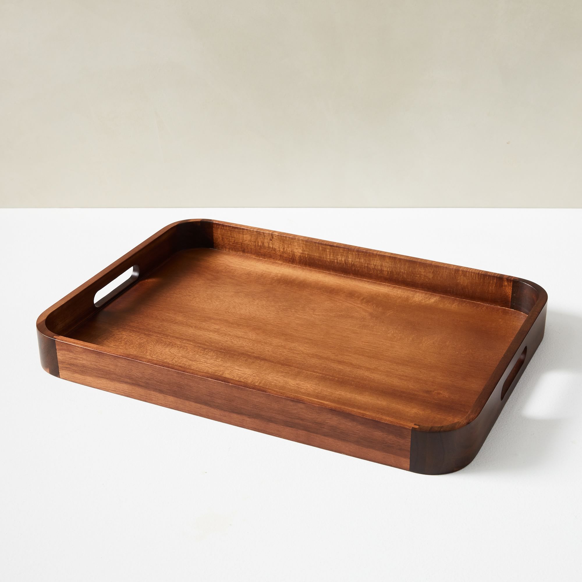 Rounded Edge Wood Trays, Dark Wood, Small