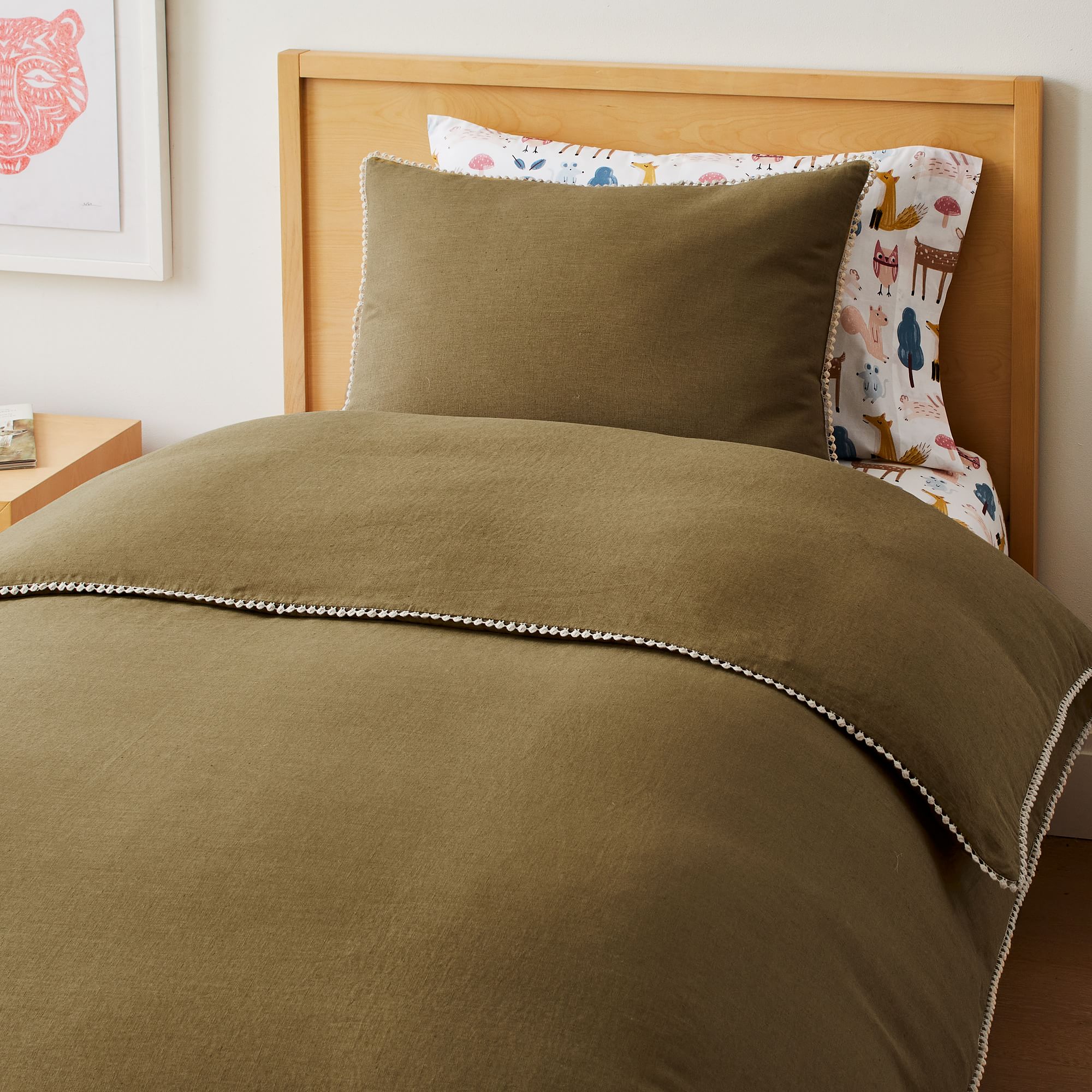 European Flax Linen Pom Duvet Cover & Shams | West Elm