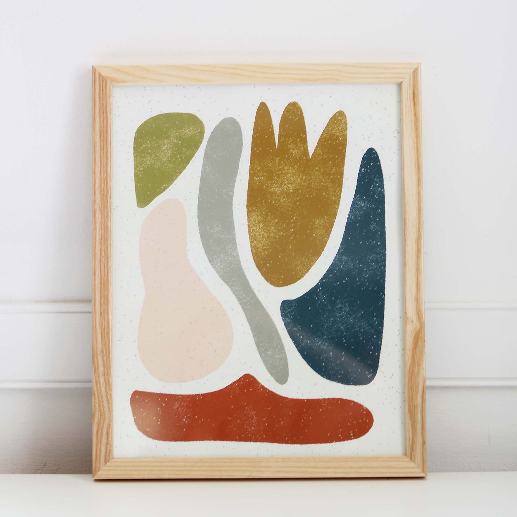 Pauline Stanley Studio Wall Art, Blob Shapes, Black Wood Frame, Multi