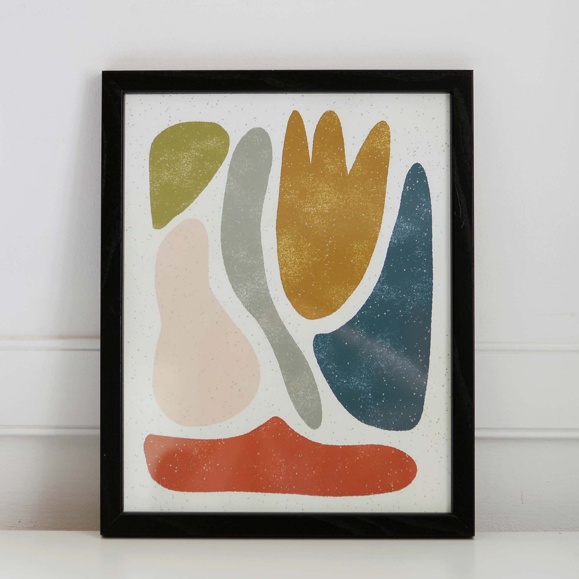 Pauline Stanley Studio Wall Art, Blob Shapes, Black Wood Frame, Multi