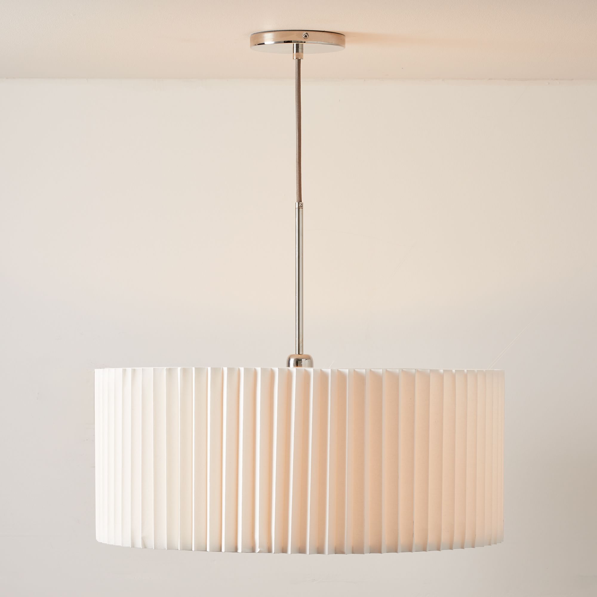 Short Drum Pendant Light - Natural Linen | West Elm