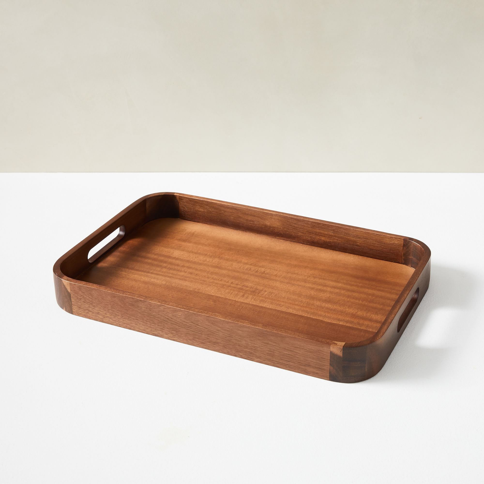 Rounded Edge Wood Trays, Dark Wood, Small