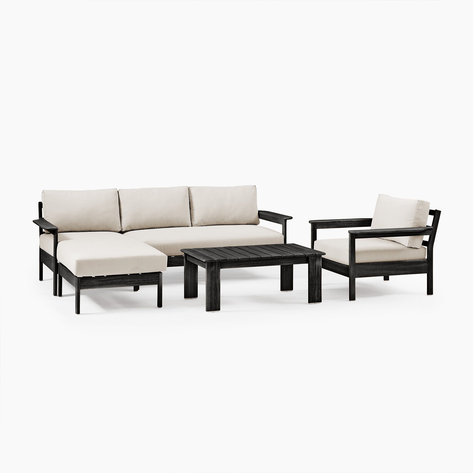 Playa Outdoor Reversible Sectional (92"), Lounge Chair & Coffee Table Set | West Elm