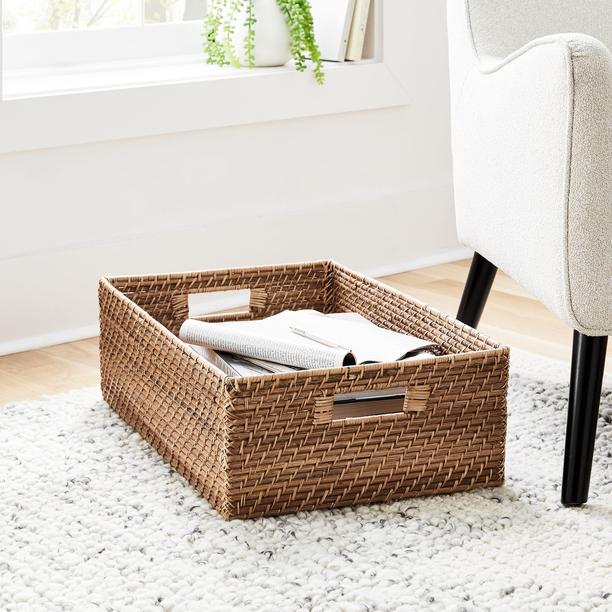 Modern Weave Rattan Underbed Baskets | West Elm