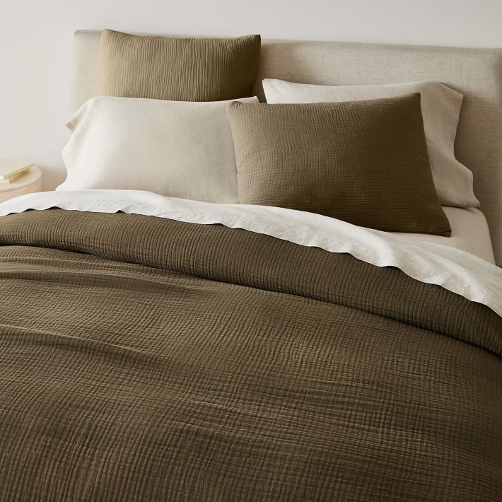 Open Box: Dreamy Gauze Cotton Duvet, Twin, Dark Olive