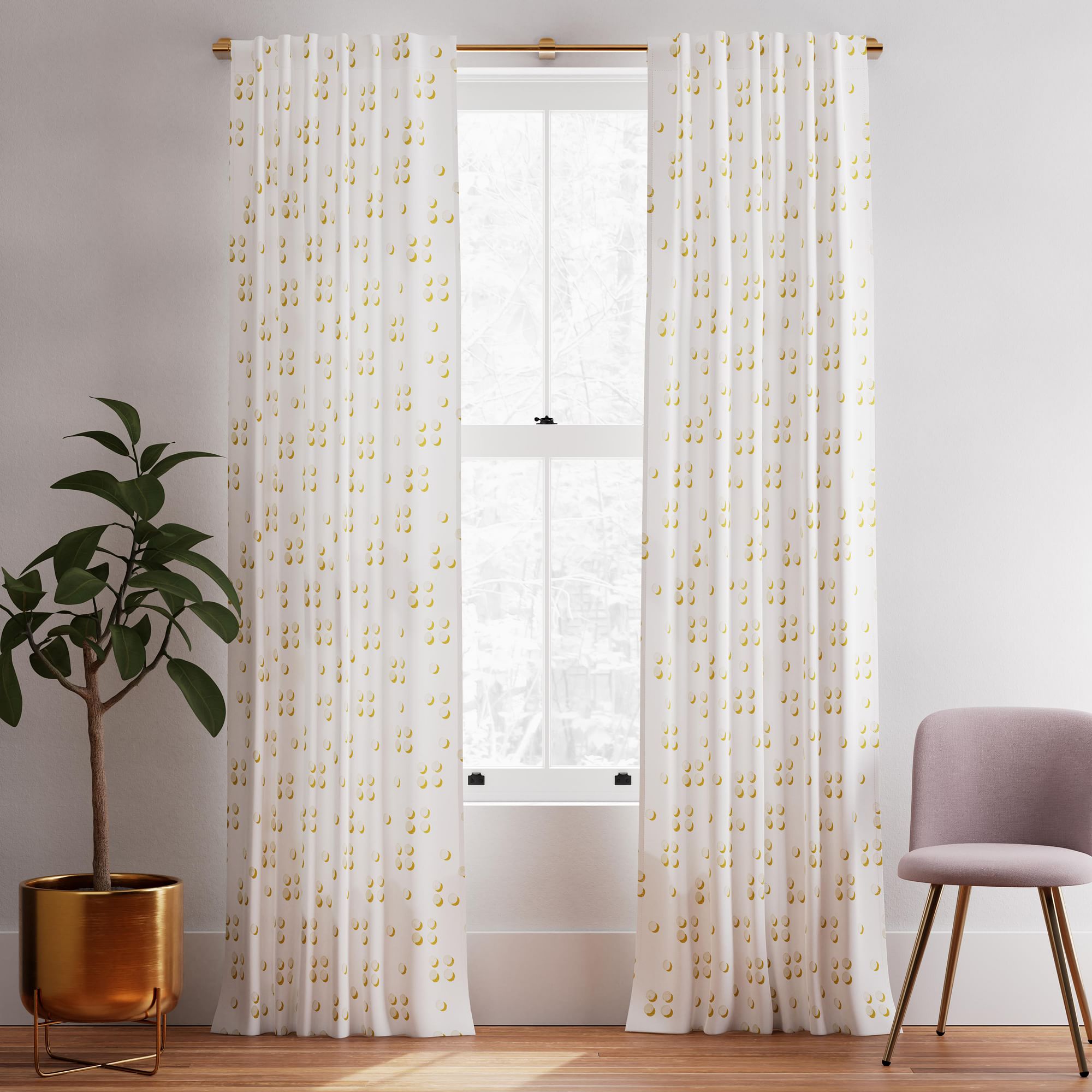 Shadow Dots Curtain (Set of 2) - Dark Horseradish | West Elm