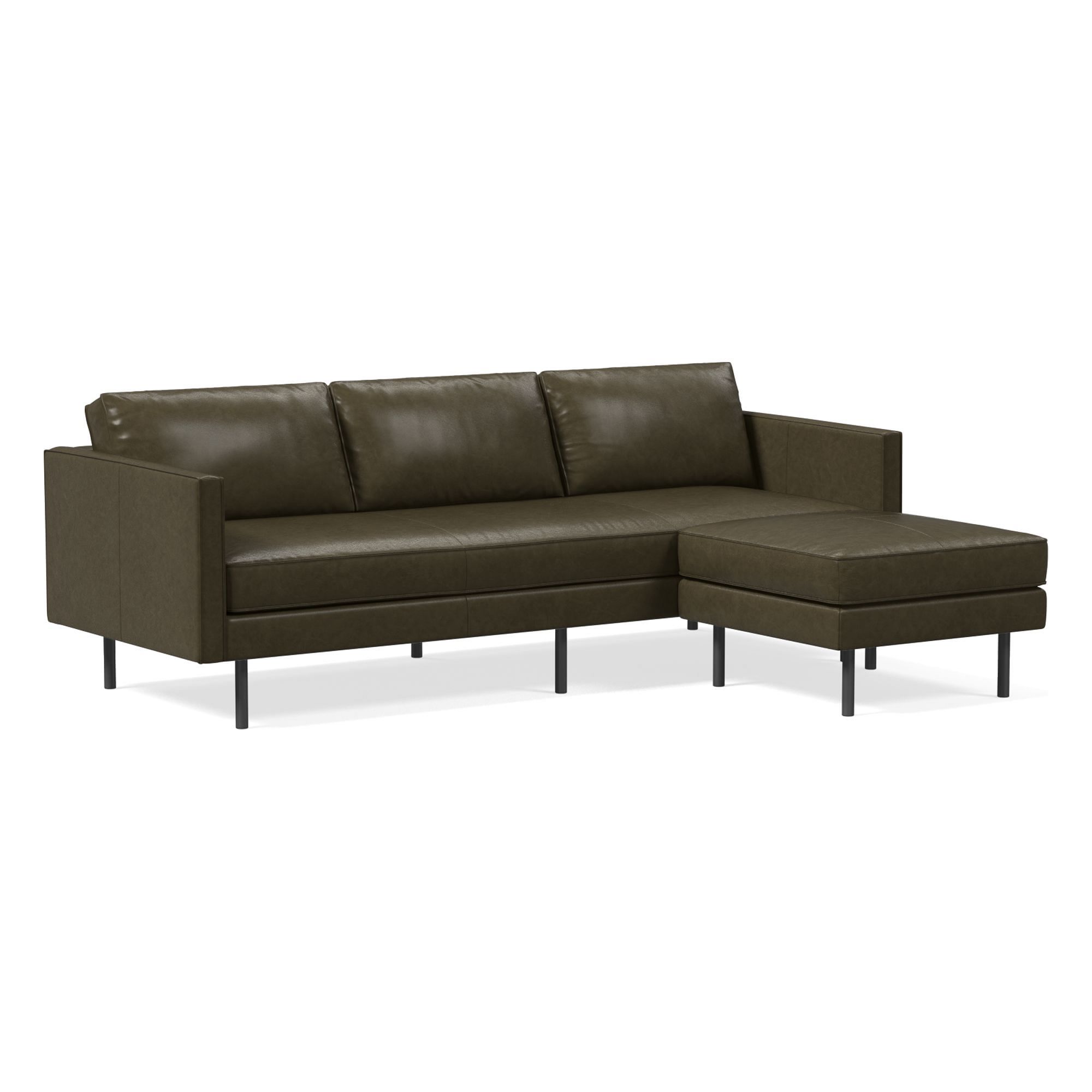 Axel Leather 2-Piece Reversible Sectional (89") | West Elm