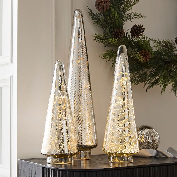 Light-Up Mercury Shadow Tabletop Trees