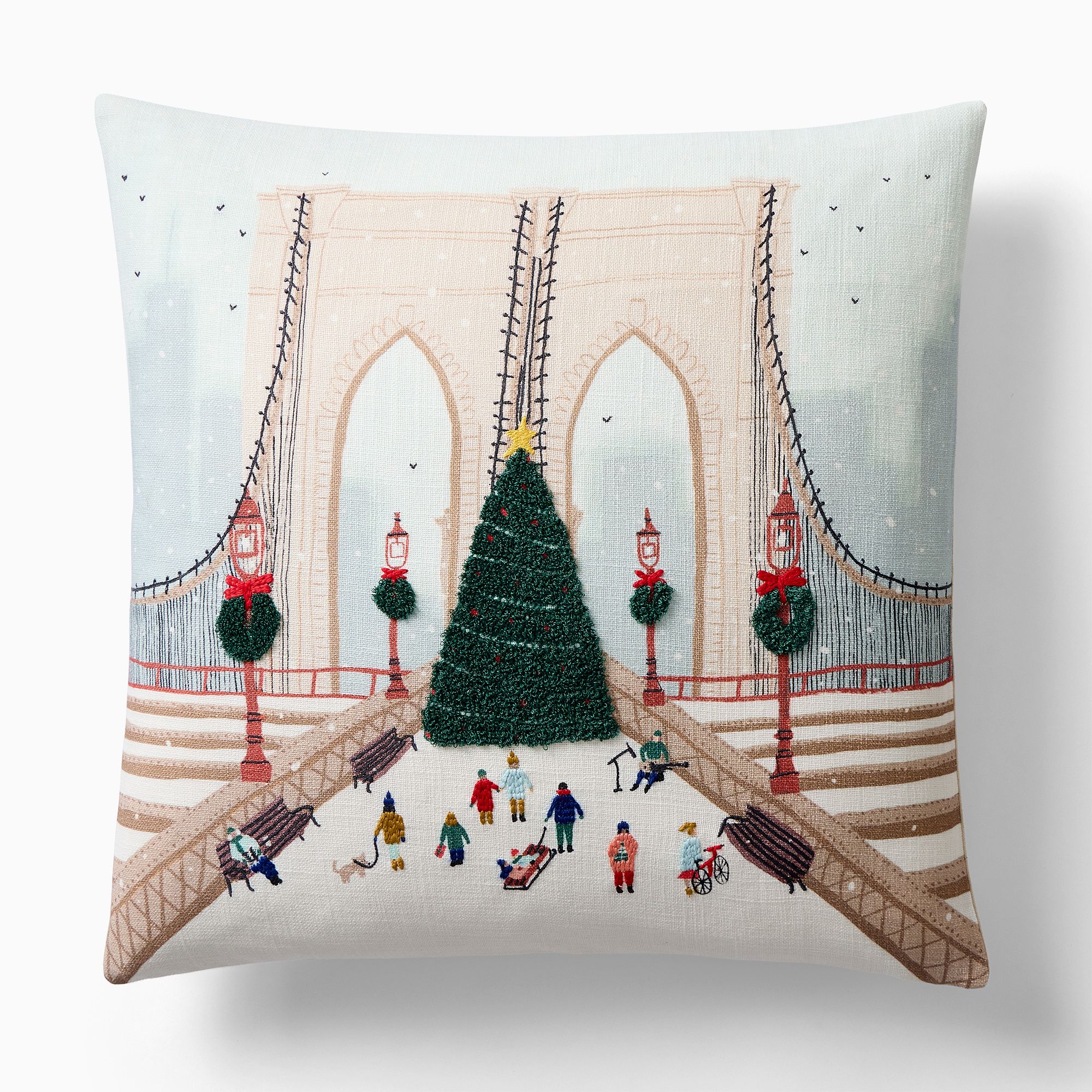 Nicole Cicak Brooklyn Bridge Christmas Pillow Cover | West Elm