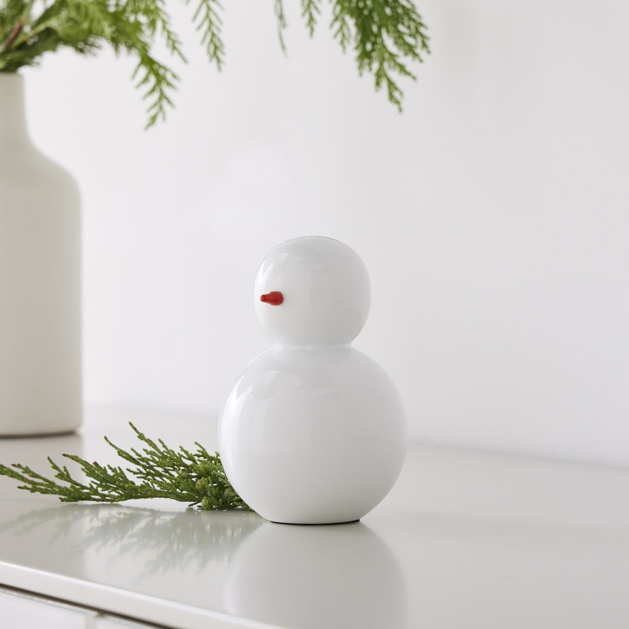 White Lacquer Snowman Figurines | West Elm