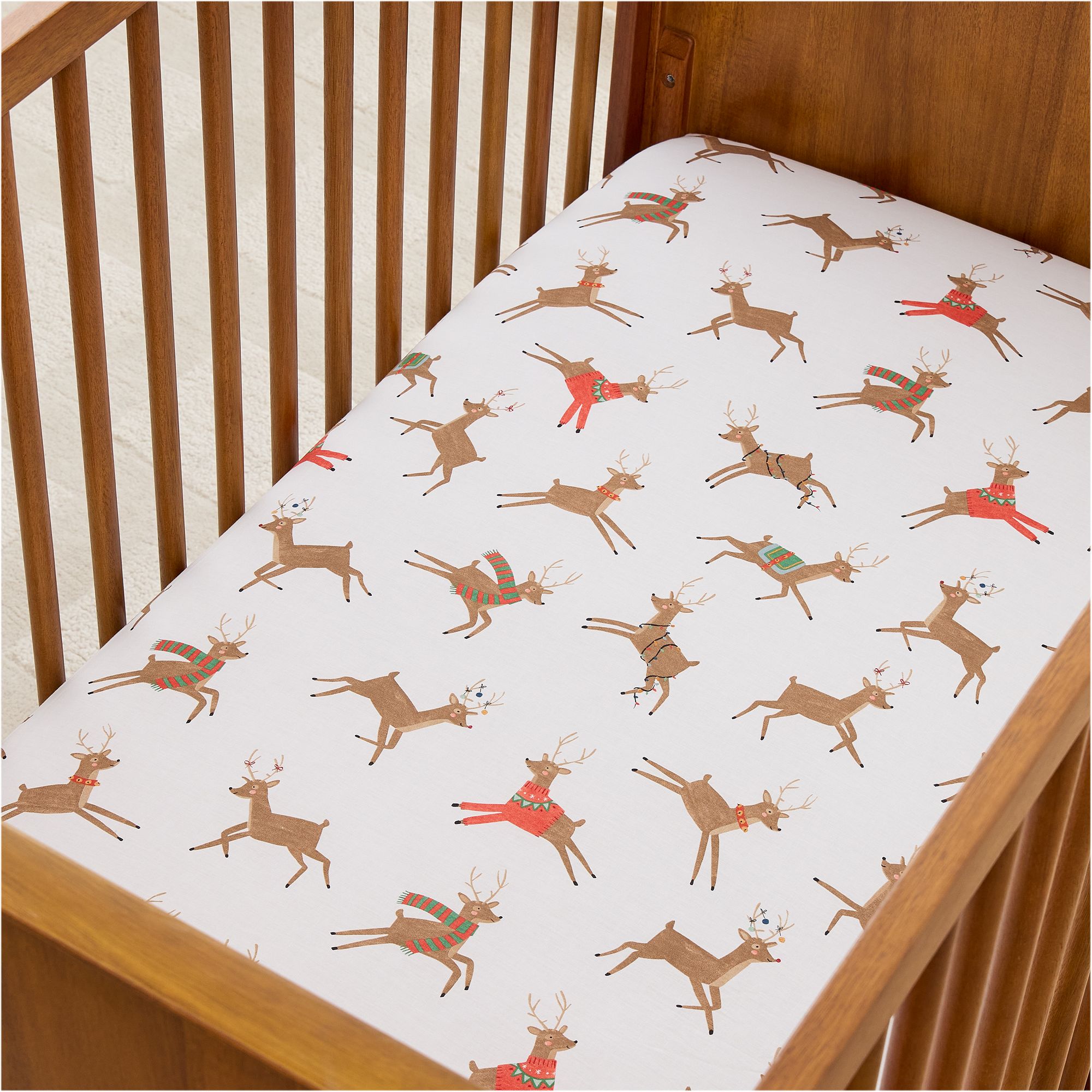 Reindeer Friends Crib Fitted Sheet | West Elm