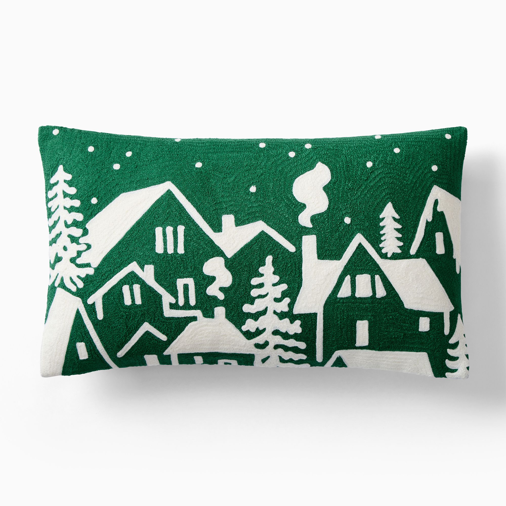 Crewel Holiday Village Pillow Cover | West Elm