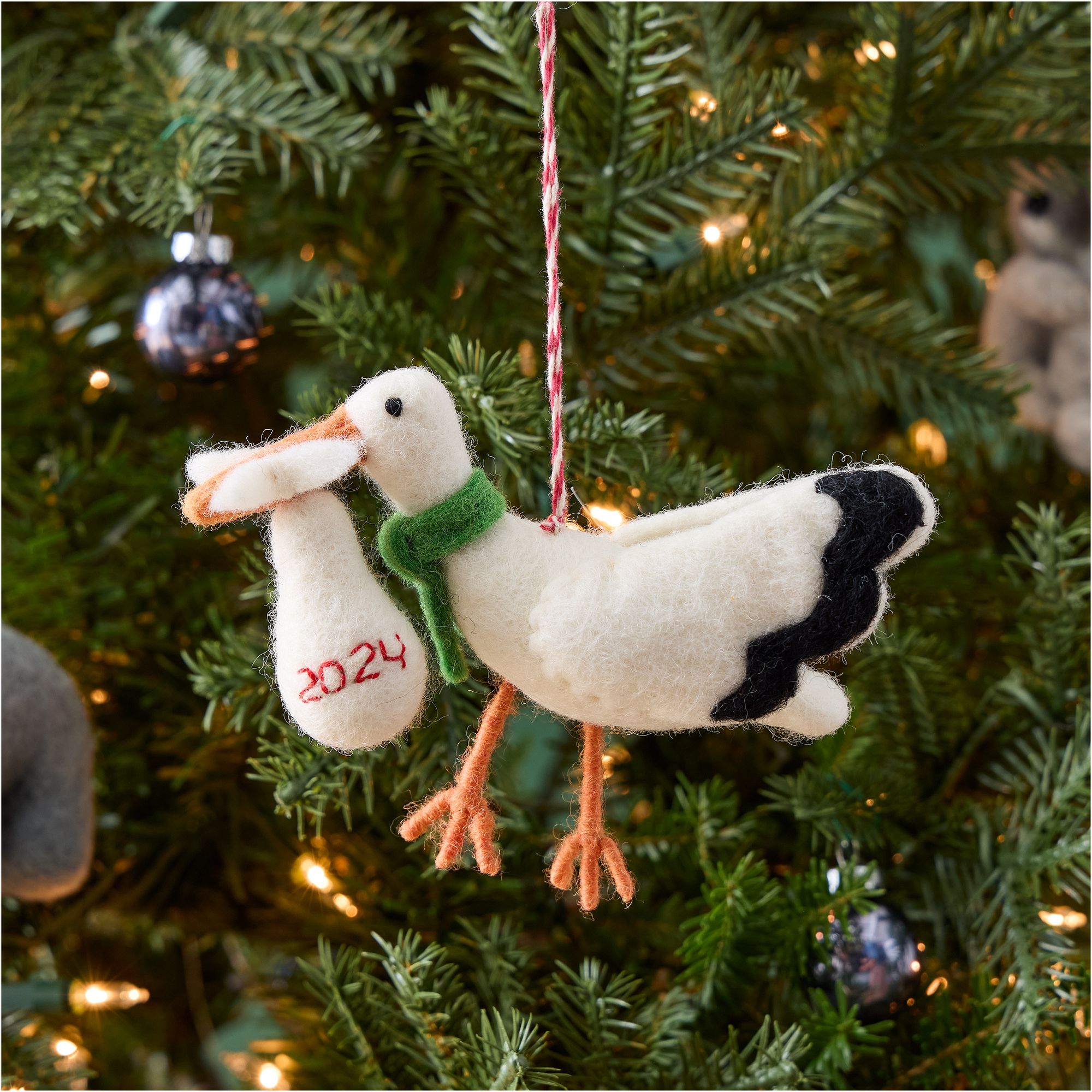 Baby's First Holiday Felt Stork Ornament | West Elm