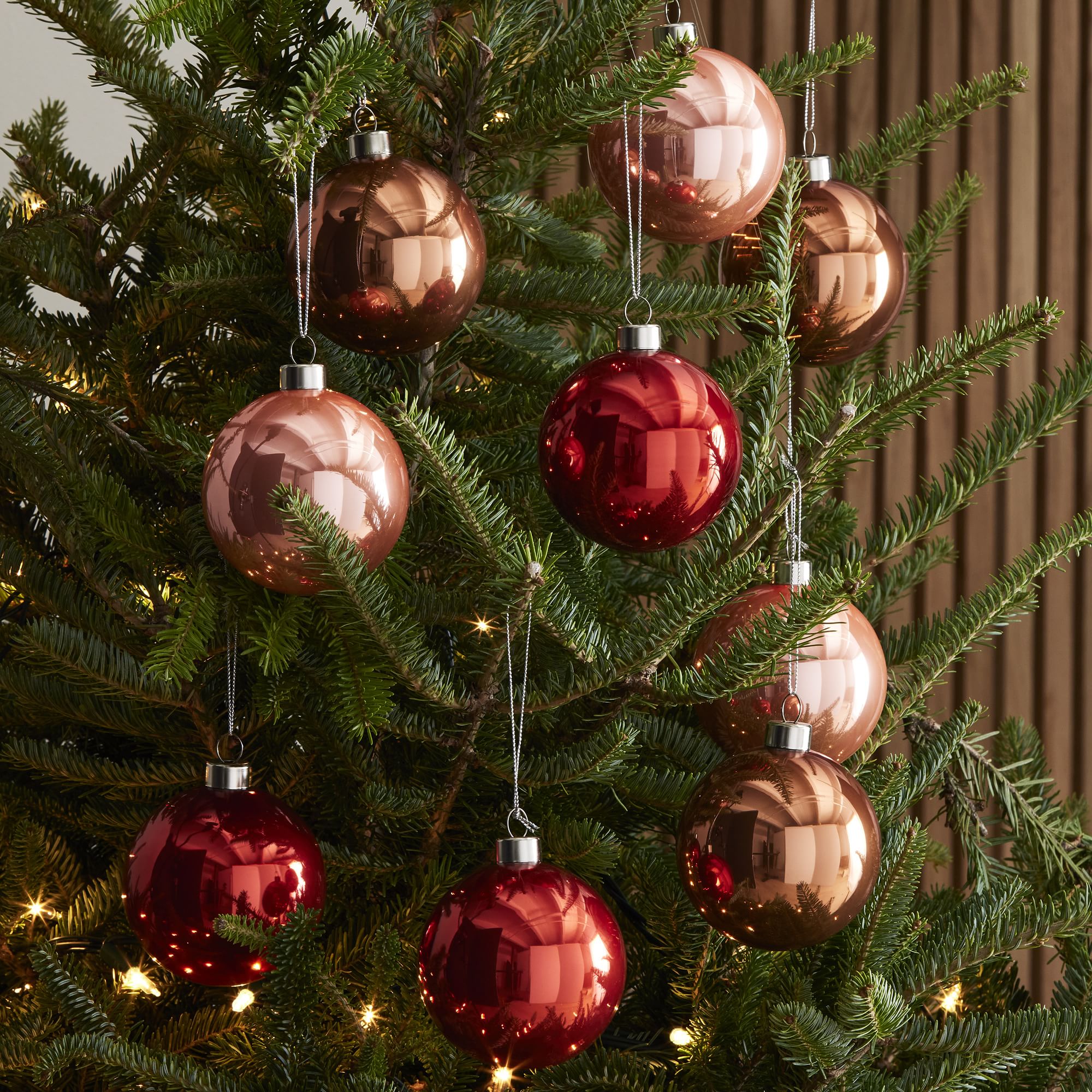 Tonal Blush Glass Boxed Ornaments (Set of 9) | West Elm