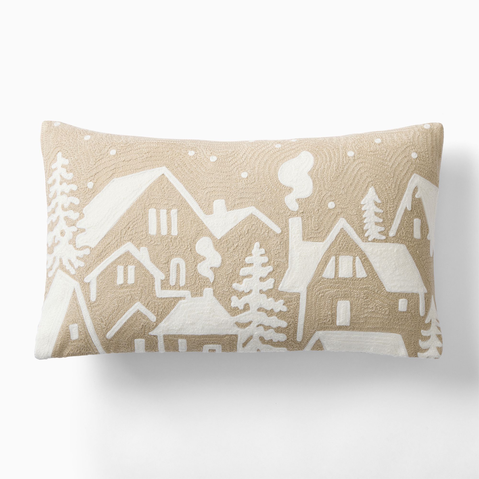 Crewel Holiday Village Pillow Cover | West Elm