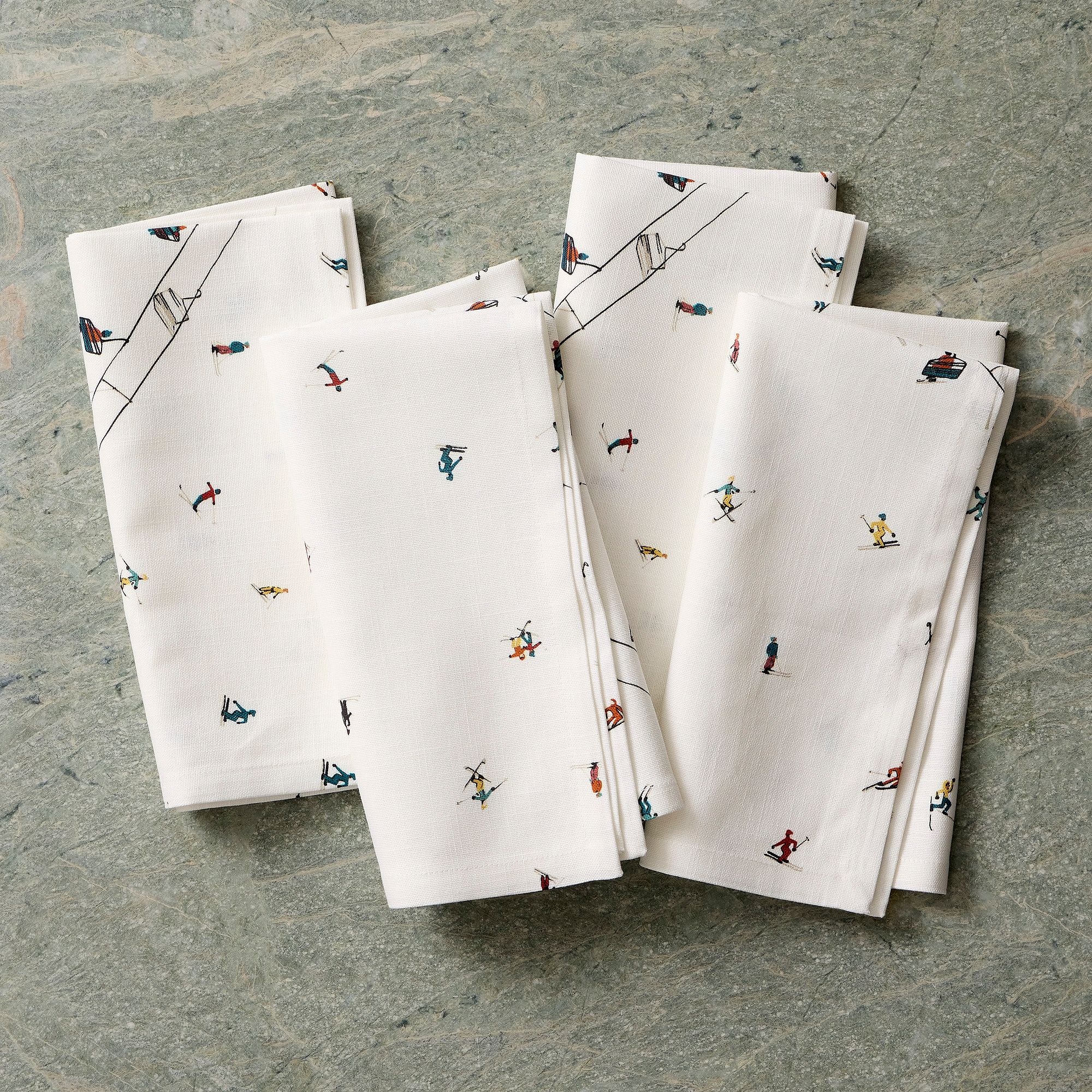 Holiday Skier Cotton Napkin Sets | West Elm