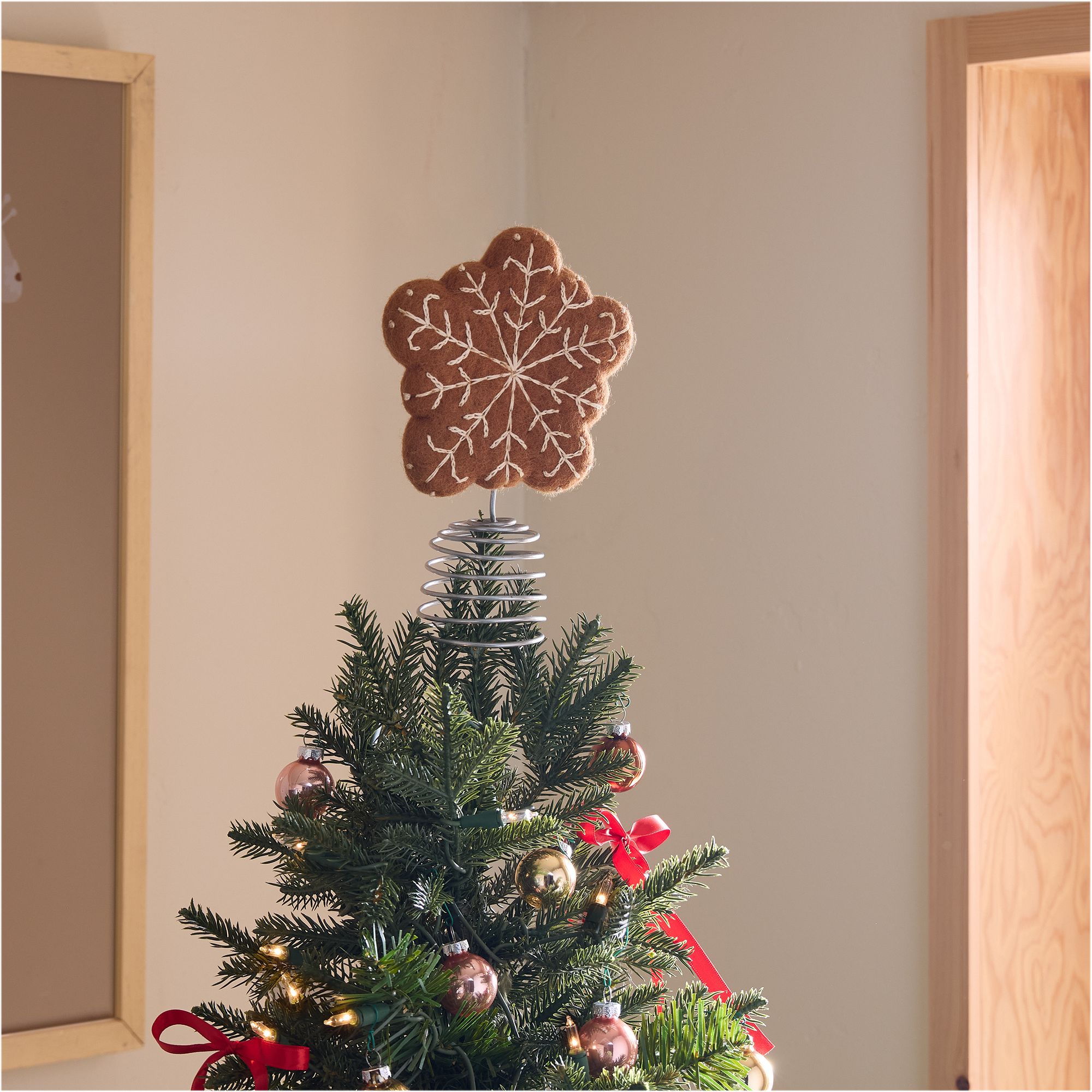 Felt Gingerbread Snowflake Tree Topper | West Elm