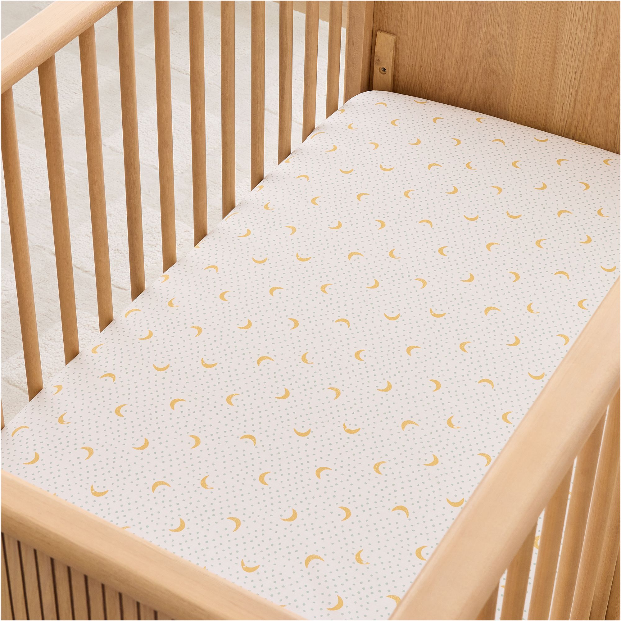 Moon & Dots Crib Fitted Sheet | West Elm