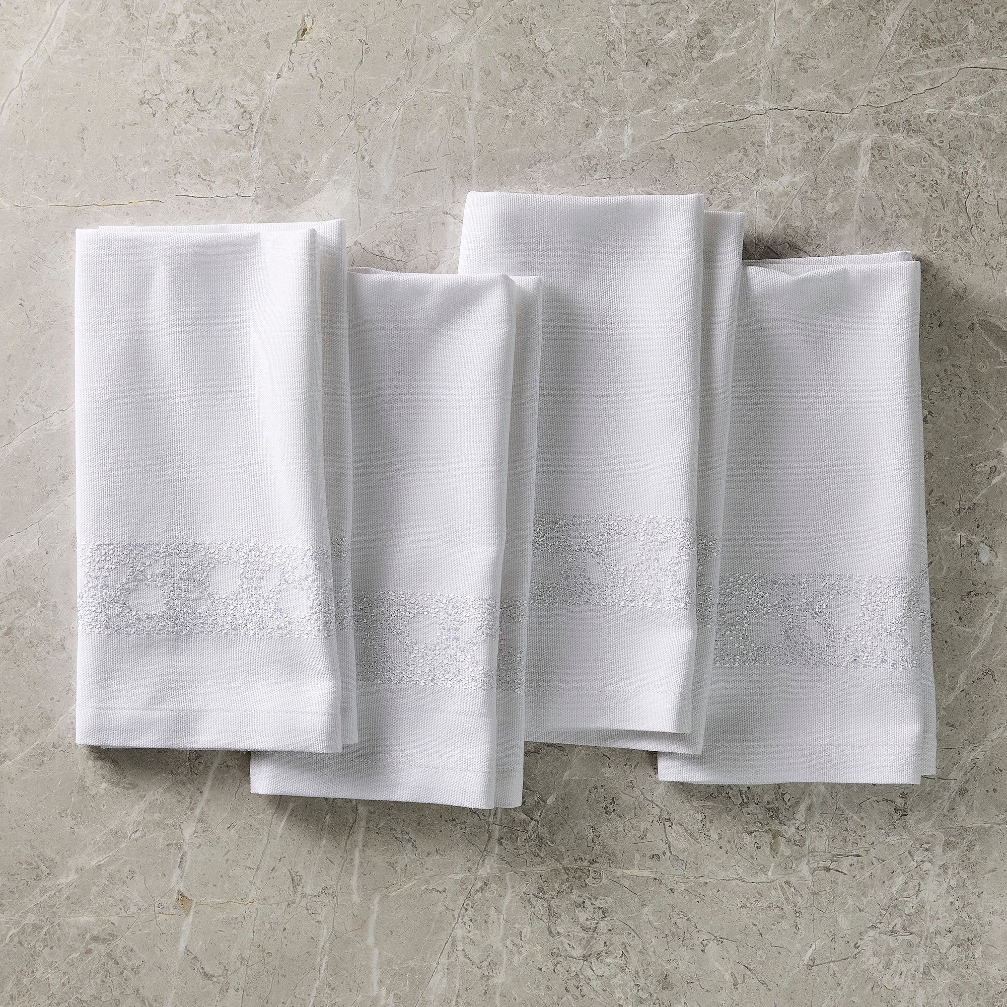 Embroidered Snowfall Cotton Napkin Sets | West Elm