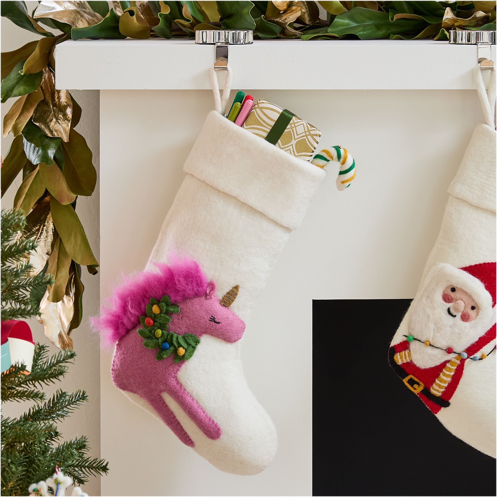 Felt Unicorn Stockings | West Elm