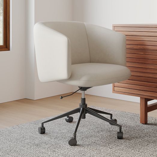 Crescent Leather Swivel Office Chair | West Elm