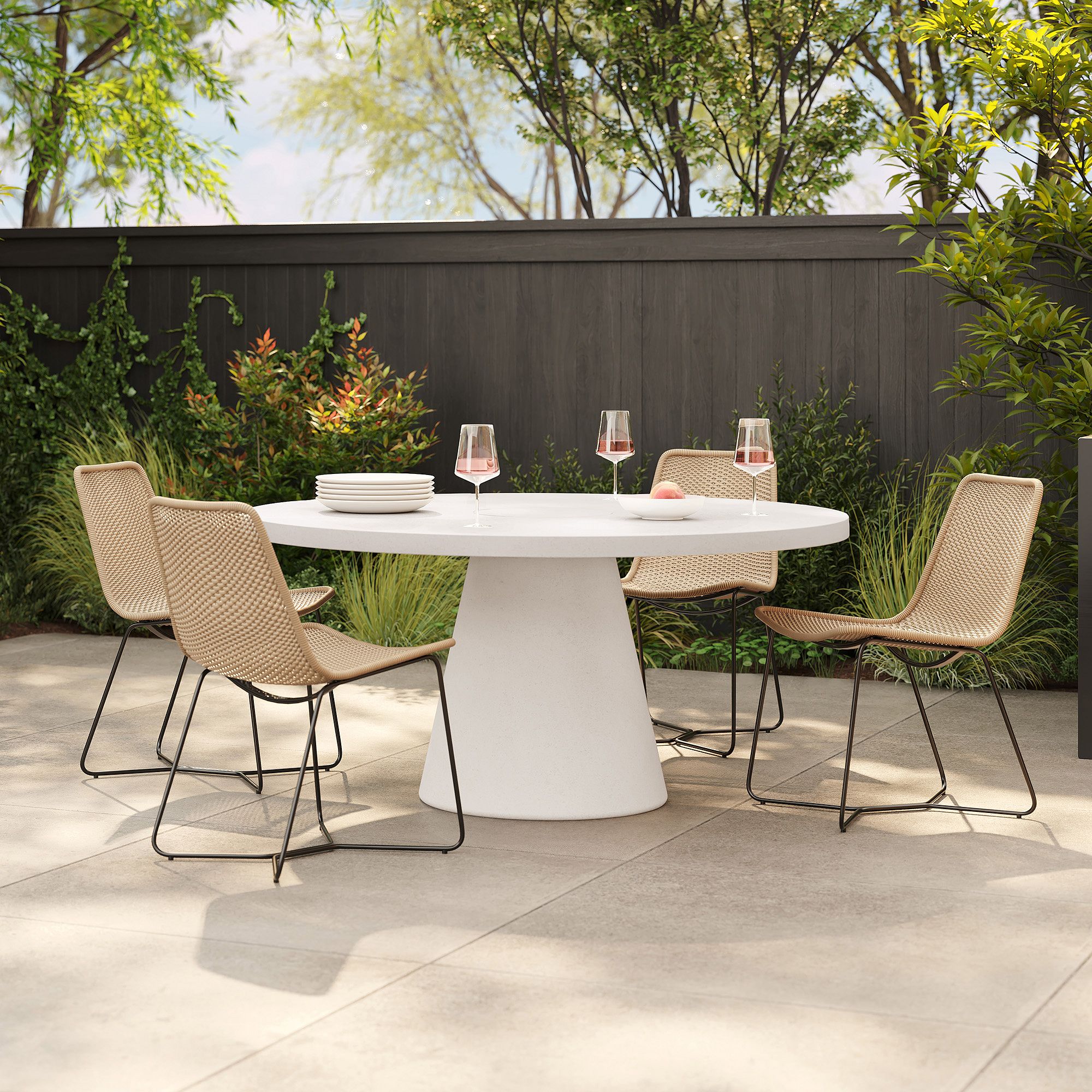 Alt image 1 for Concrete Indoor/Outdoor Pedestal Round Dining Table (32"&ndash;60")