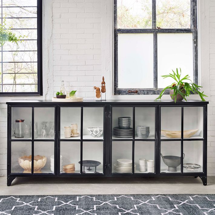 Black White Iron Media Console West Elm