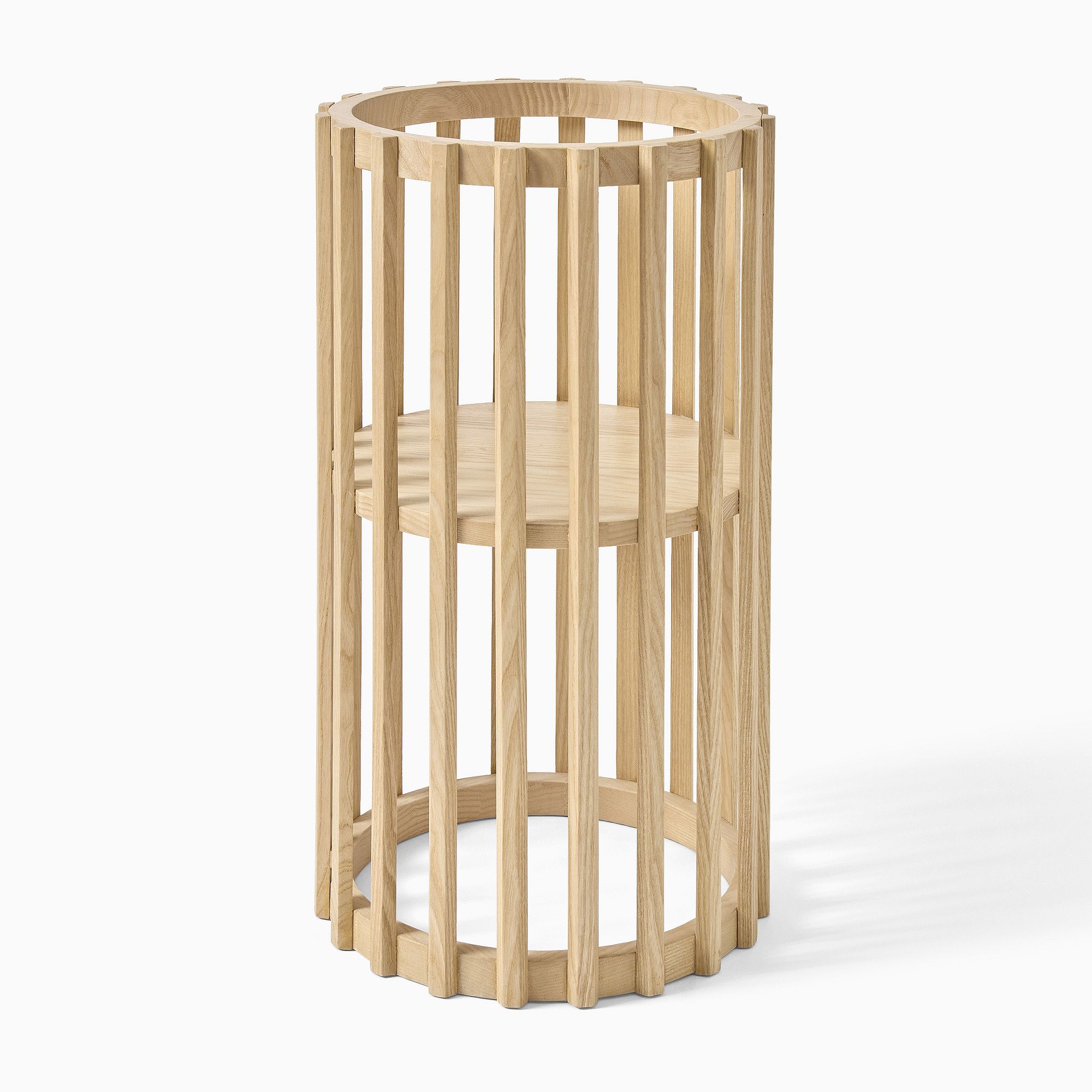 Slatted Wood Pedestal Plant Stands | West Elm