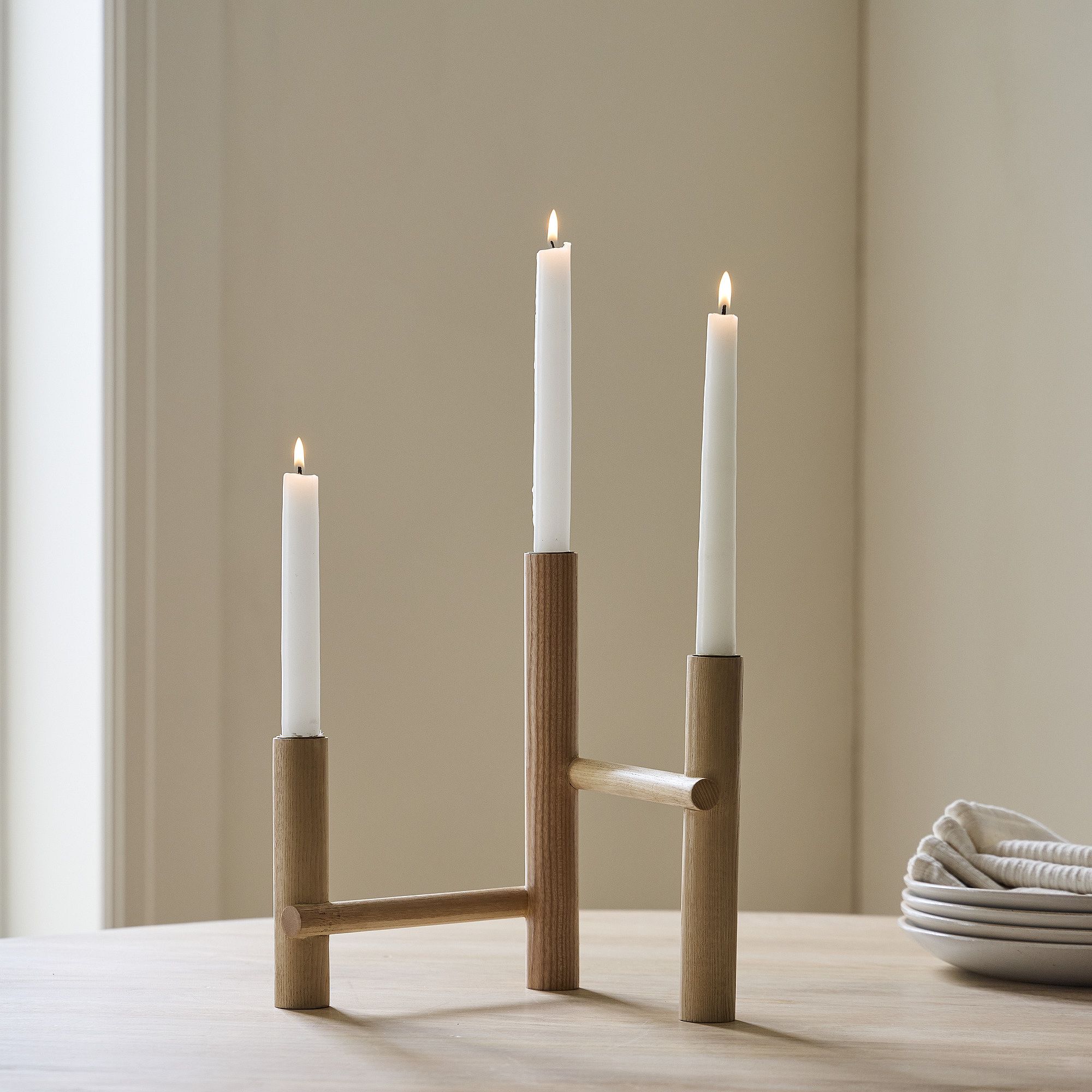 Trestle Wood Taper Centerpiece | West Elm