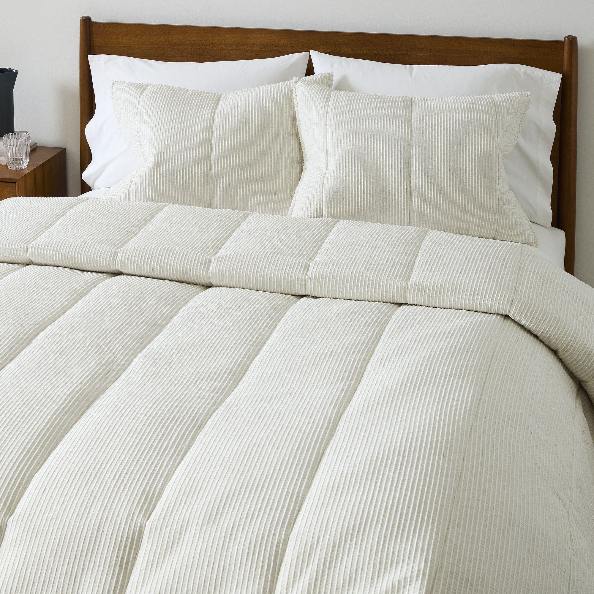 Heathered Linear Comforter & Shams | West Elm