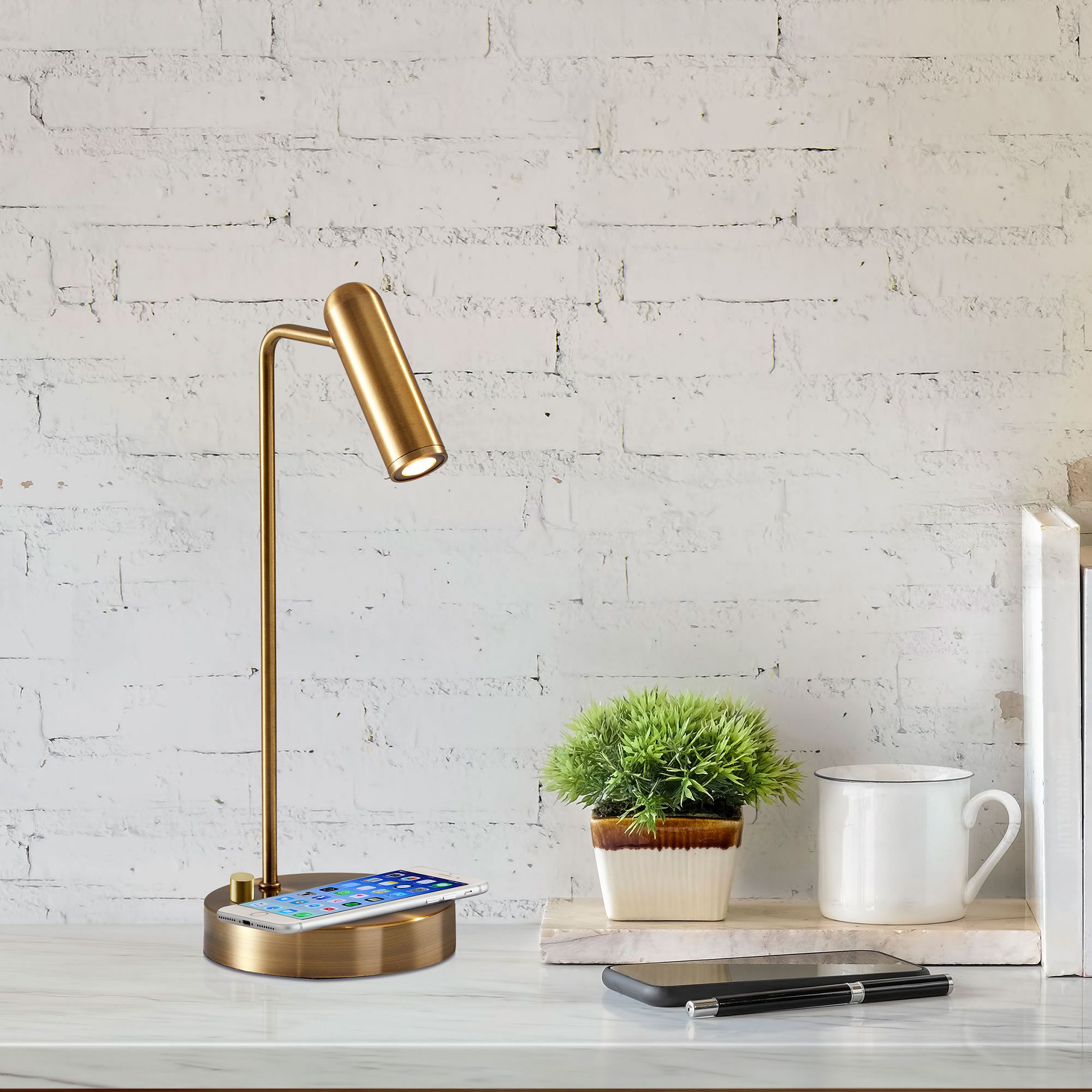 Linear Metal LED Wireless Charging & USB Task Lamp | Modern Lighting West Elm