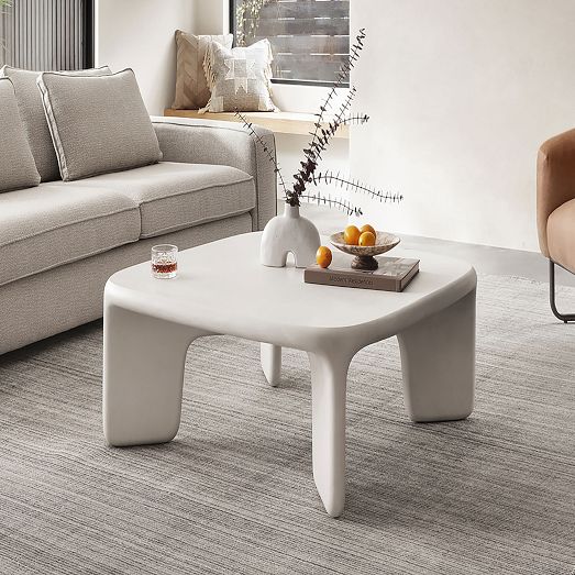 Contemporary Low Leg Concrete Coffee Table Modern Living Room