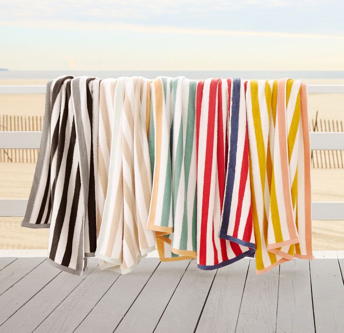 Biarritz Woven Stripe Beach Towel - Peacock