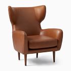 Lucia Leather Wing Chair - Wood Legs