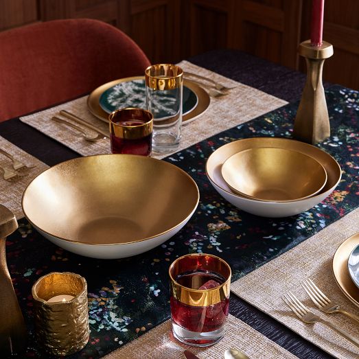 Pure Metallic Stoneware Serve Bowls (Set of 3) West Elm