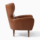 Lucia Leather Wing Chair - Wood Legs