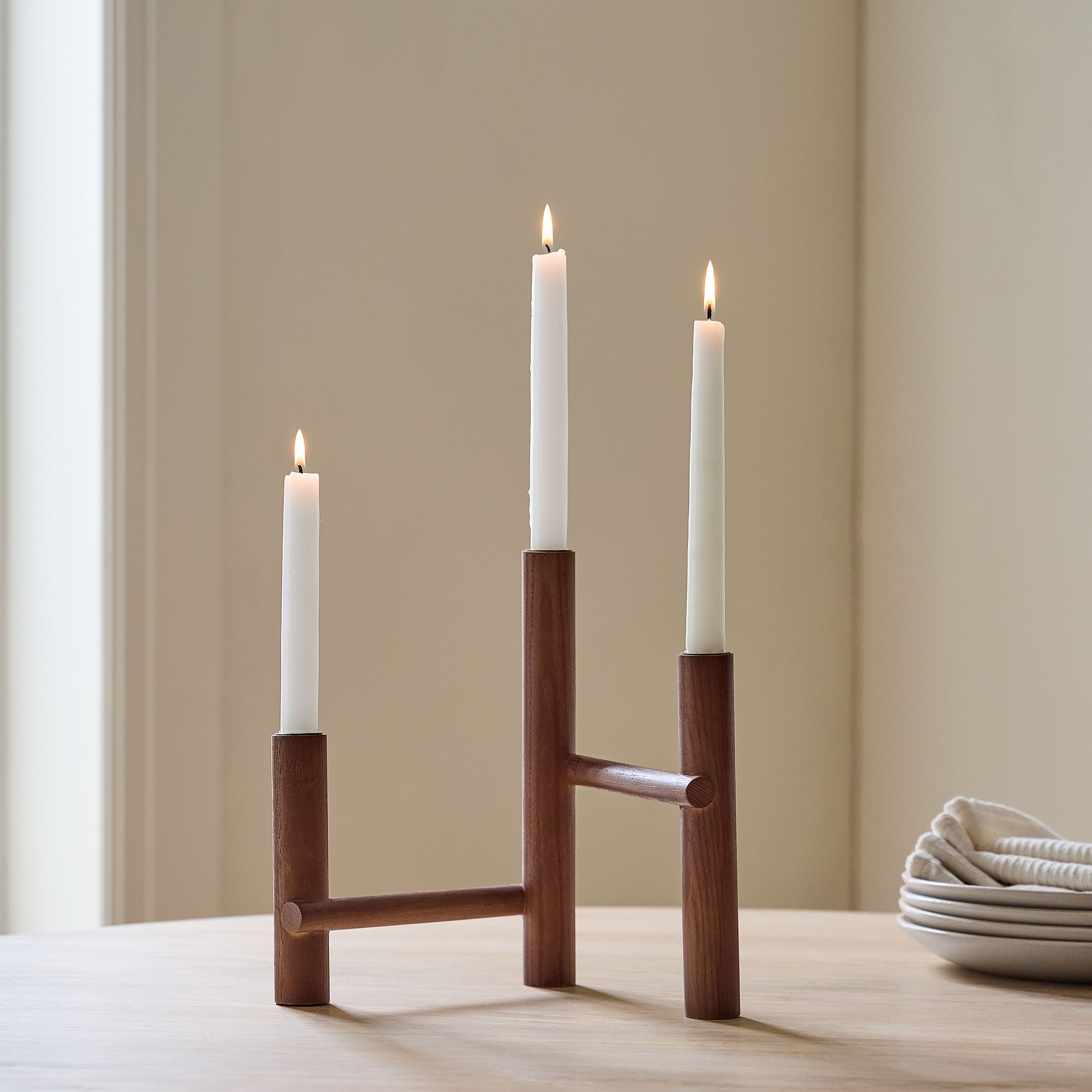 Trestle Wood Taper Centerpiece | West Elm