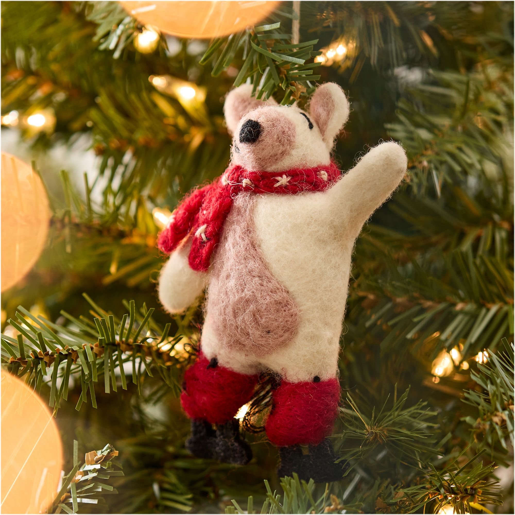 Felt Polar Bear on Ice Skates Ornament | West Elm