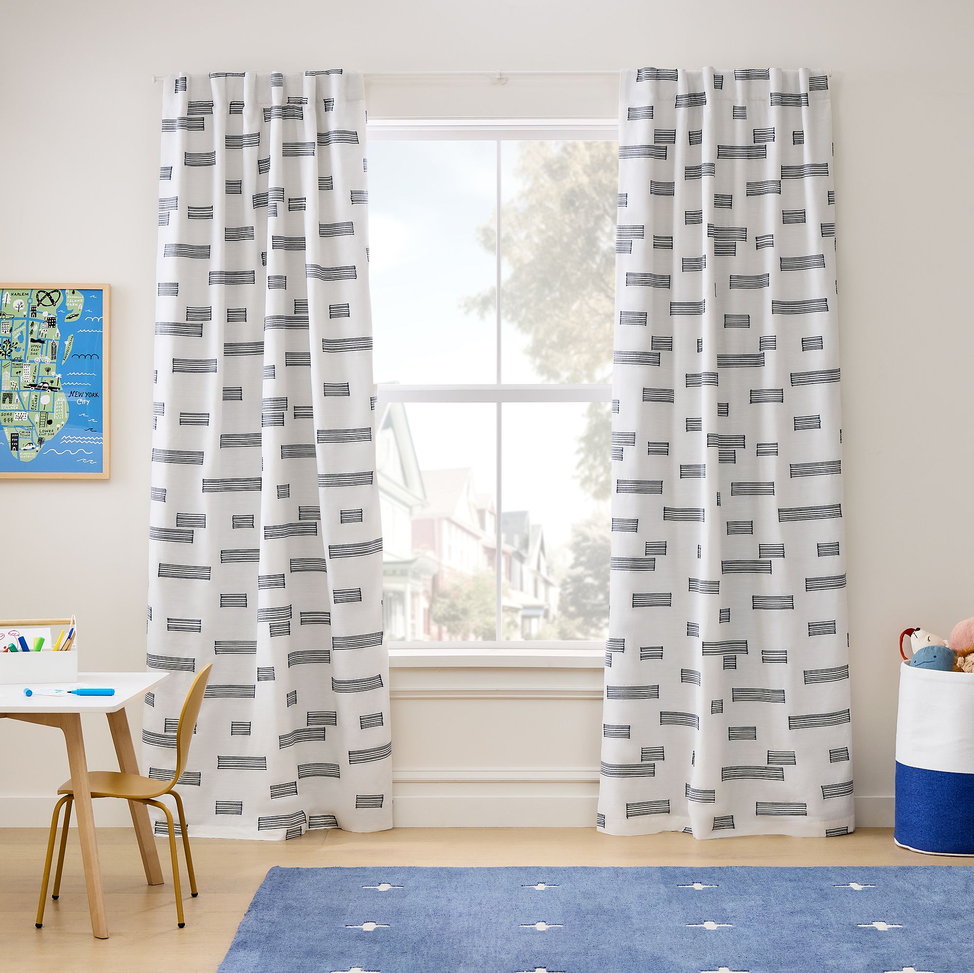 Clipped Blocks Blackout Curtain | West Elm