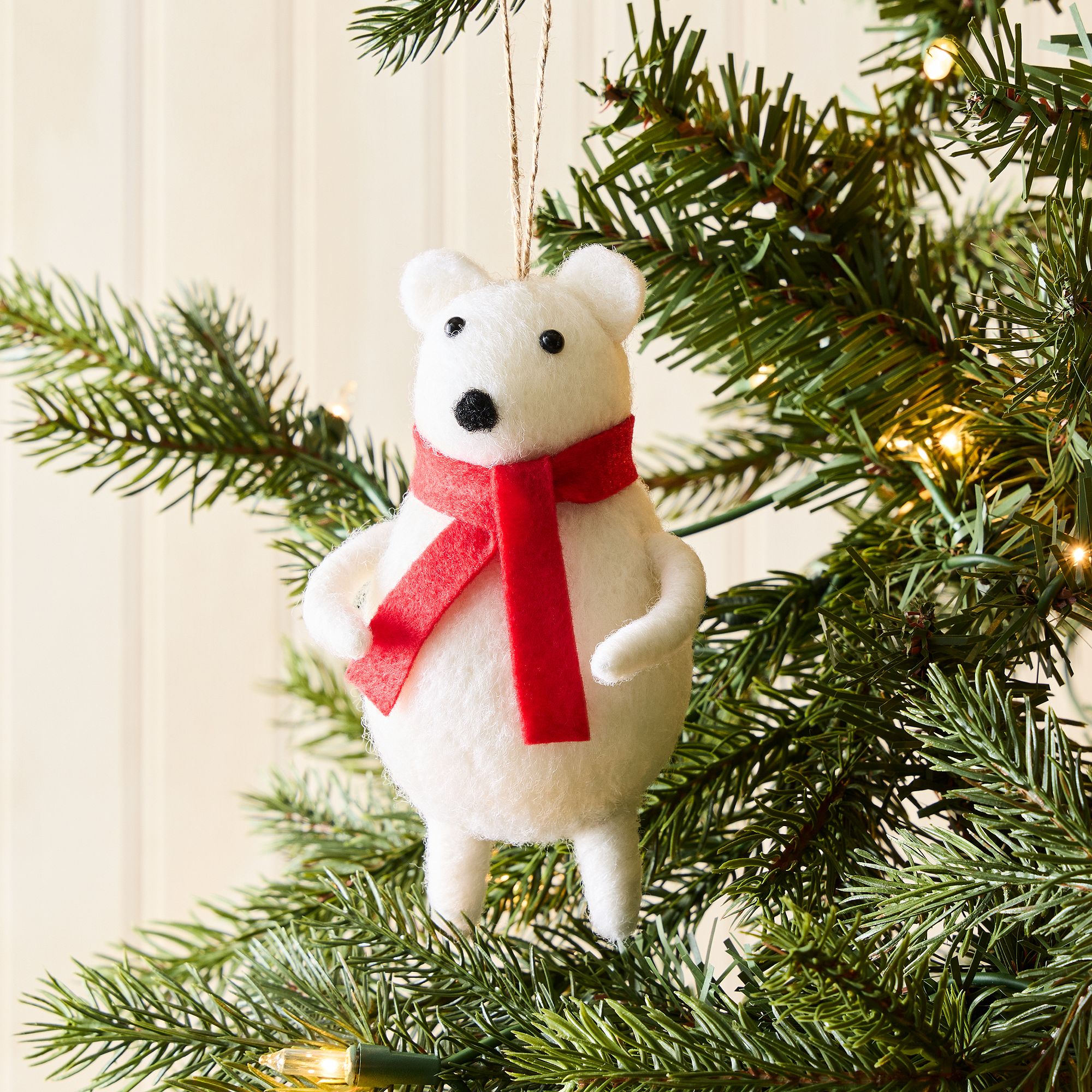 Felt Polar Bear Ornament | West Elm