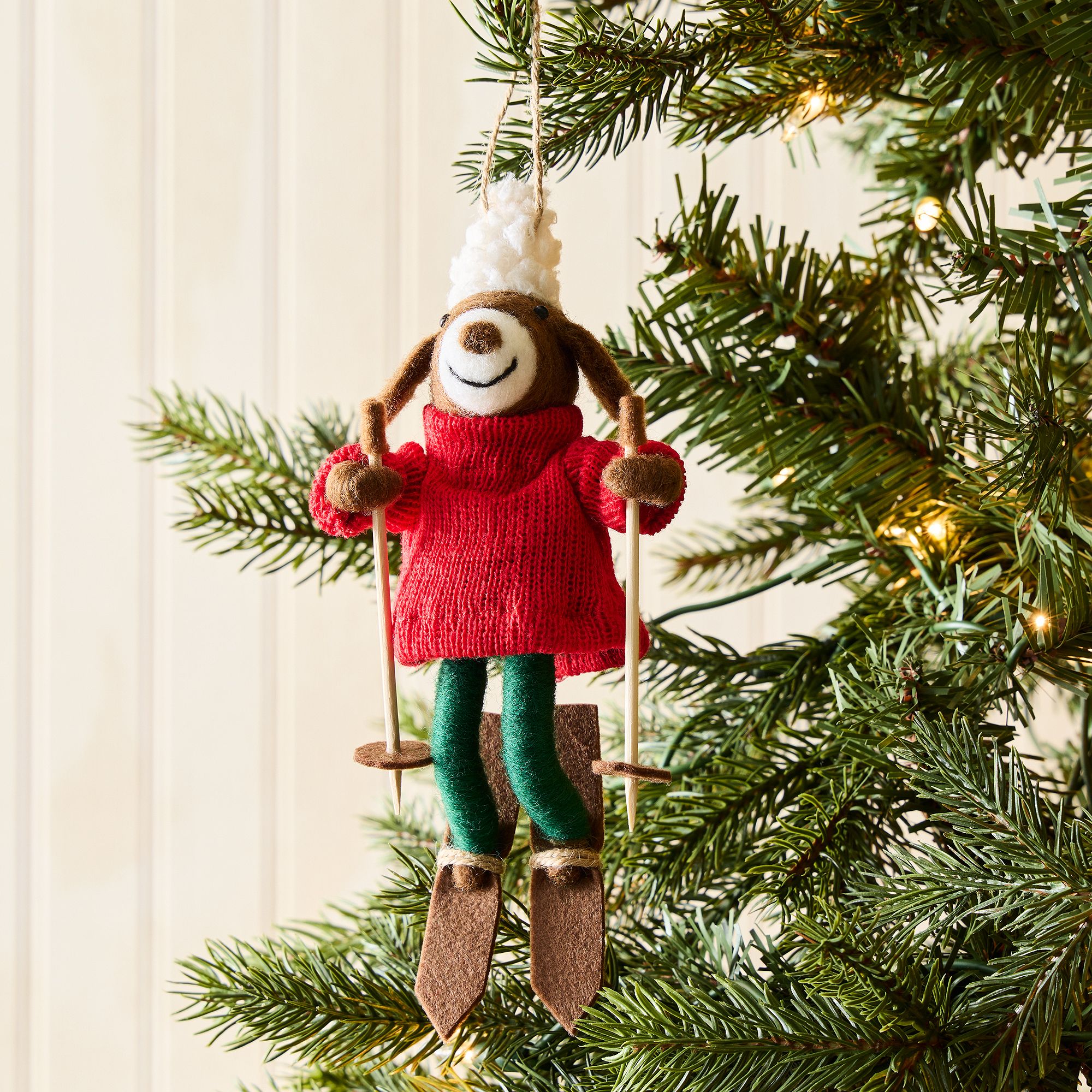 Felt Skiing Dog Ornament | West Elm