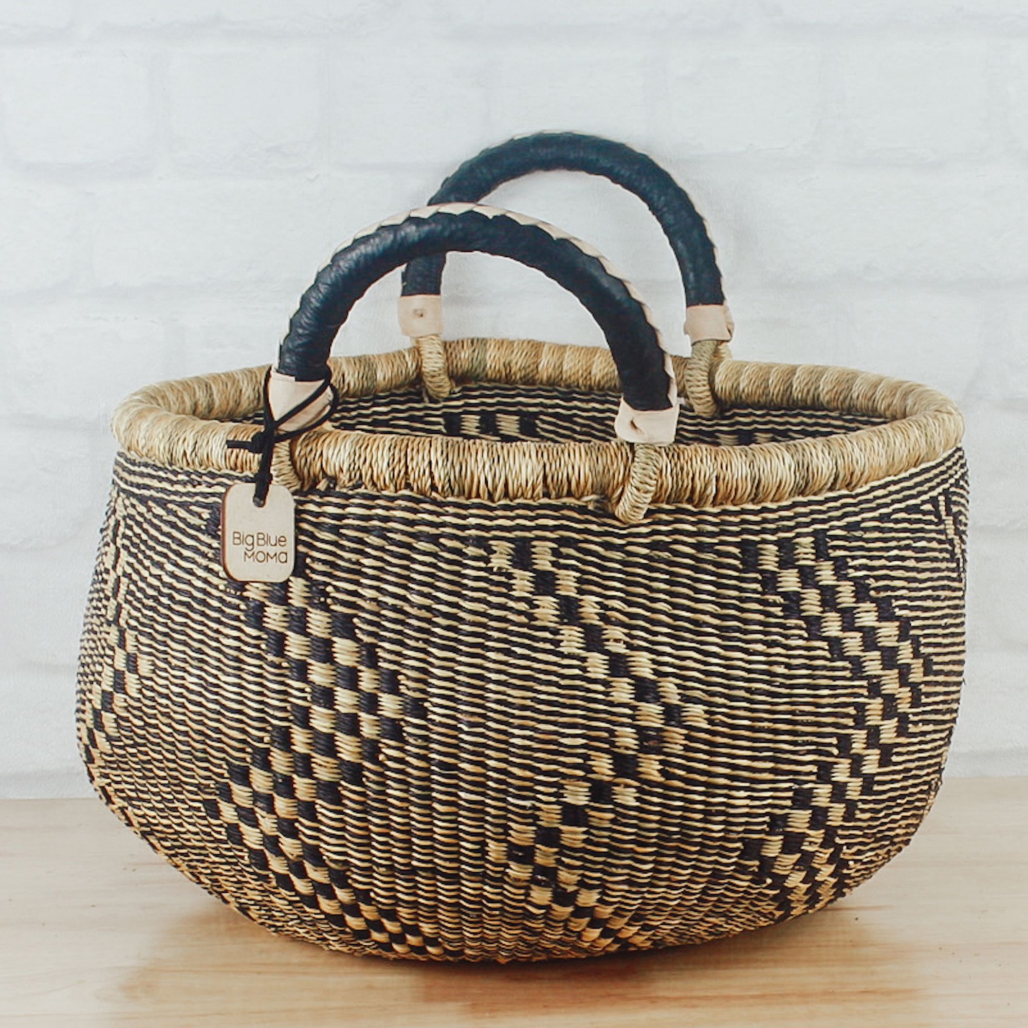 Bolga Baskets - Large Round Two Handle Natural Palette Solid