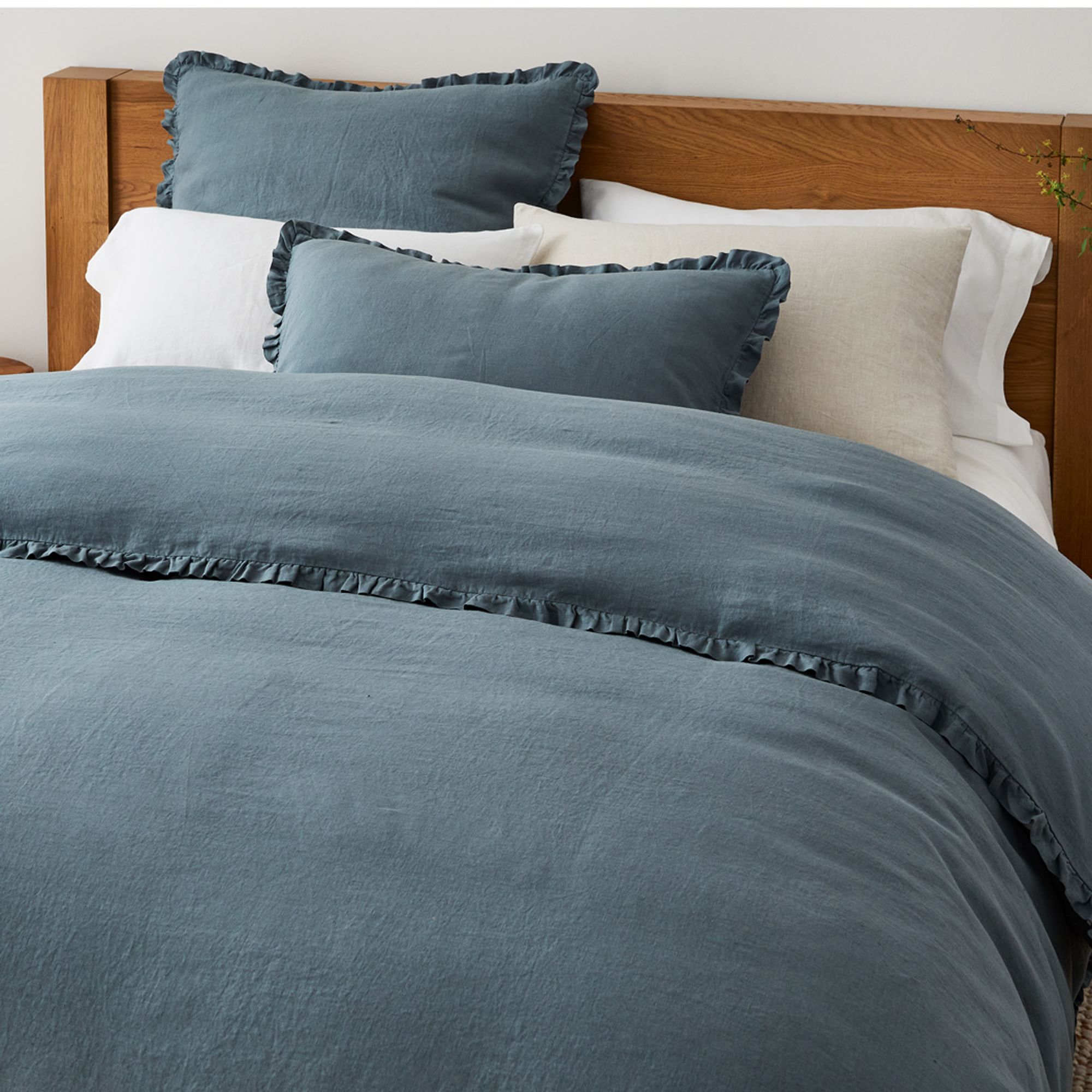 European Flax Linen Ruffle Duvet Cover & Shams | West Elm