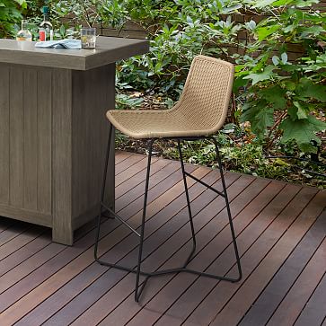 Slope Outdoor Counter Stool All Weather Wicker Natural West Elm